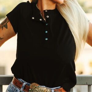 Black Button-Up Women's Top